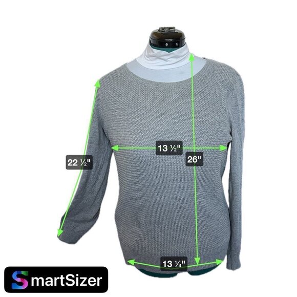 Ann Taylor Loft Sweater Women L Gray Cotton Rayon Basket weave knit front - Picture 7 of 7